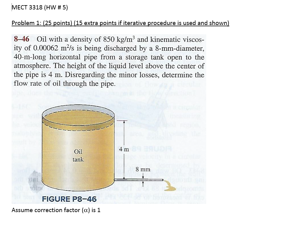 Solved Oil With A Density Of 850 Kg/m^3 And Kinematic | Chegg.com