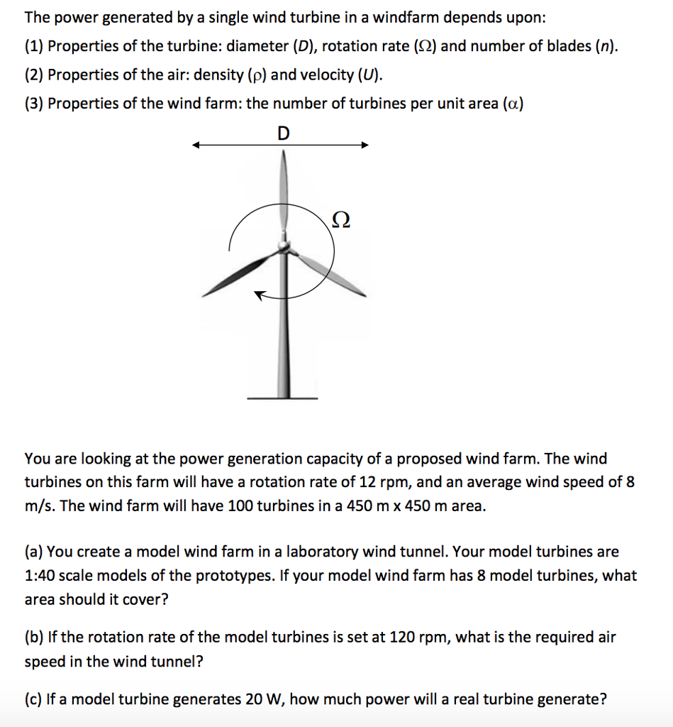 Solved The power generated by a single wind turbine in a | Chegg.com