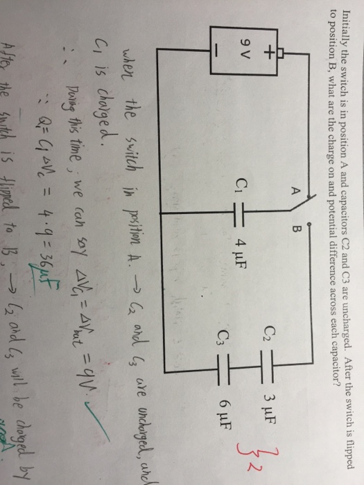 Solved Initially the switch is in position A and capacitors | Chegg.com