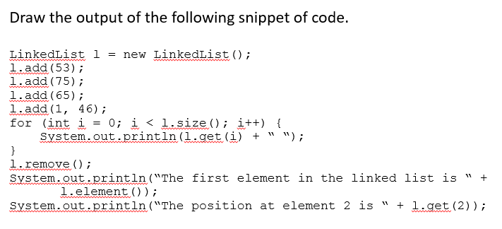 Solved Draw the output of the following snippet of code | Chegg.com