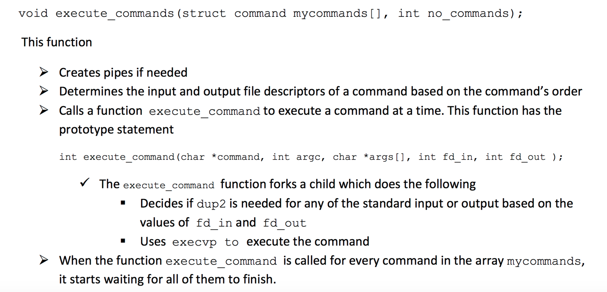 void execute_commands(struct command mycommands[], | Chegg.com