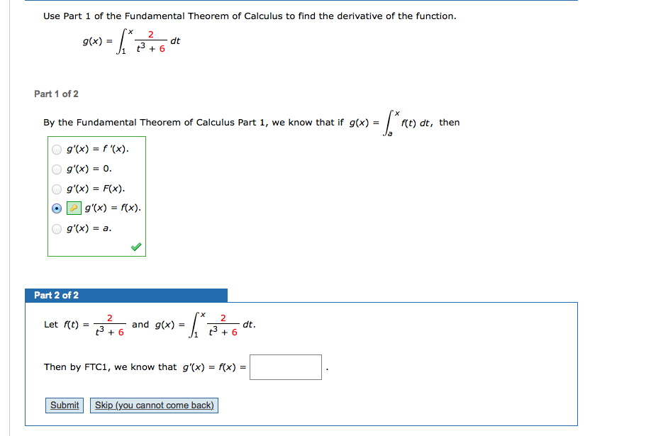 second fundamental theorem of calculus practice problems