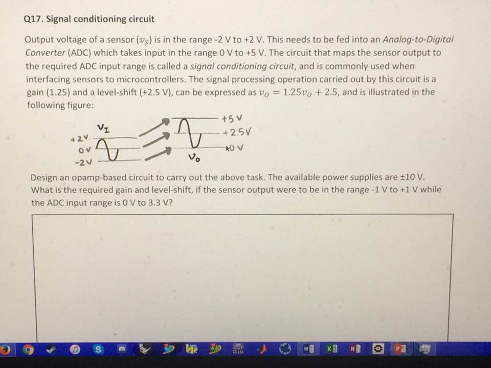 Solved Output voltage of a sensor (v_s) is in the range -2 V | Chegg.com