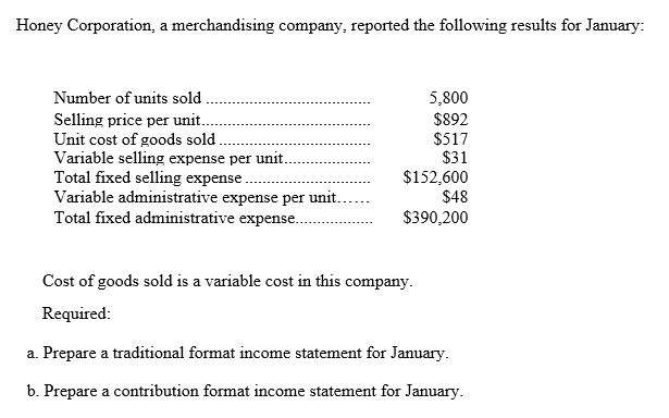 Solved Honey Corporation, a merchandising company, reported | Chegg.com