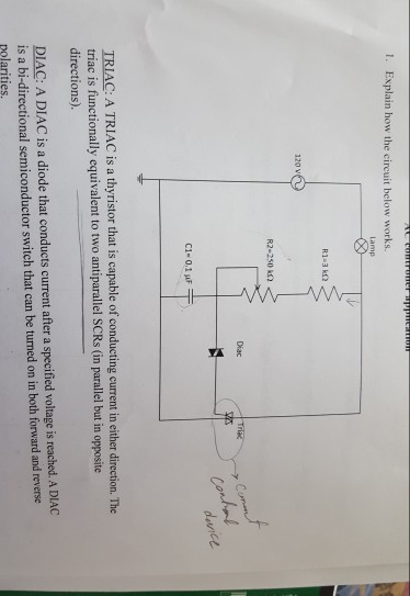 Solved 1. Explain how the circuit below works. Lamp R1-3 k2 | Chegg.com