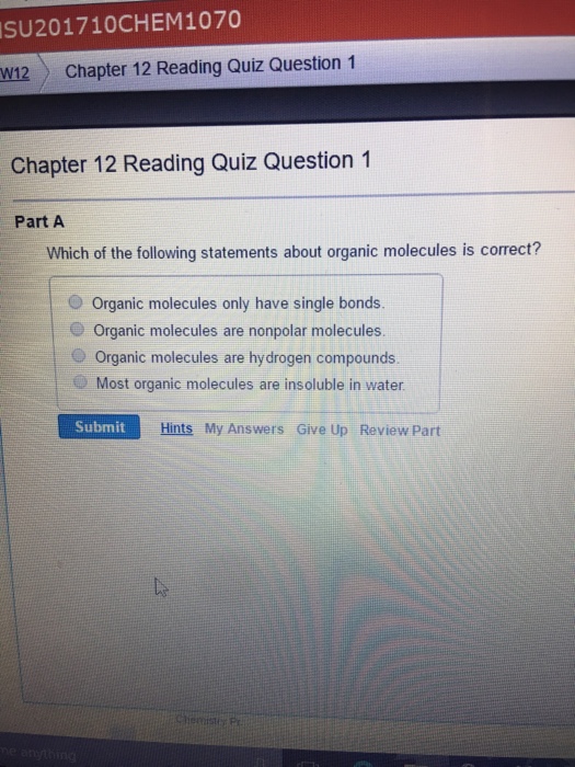 Solved Which of the following statements about organic