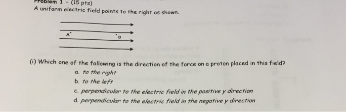 Solved A uniform electric field points to the right as | Chegg.com