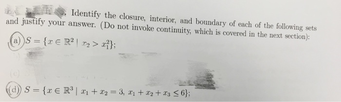 Solved Identify the closure, interior, and boundary of each | Chegg.com