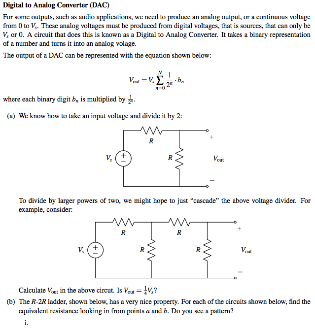 Solved Digital to Analog Converter (DAC) For some outputs,