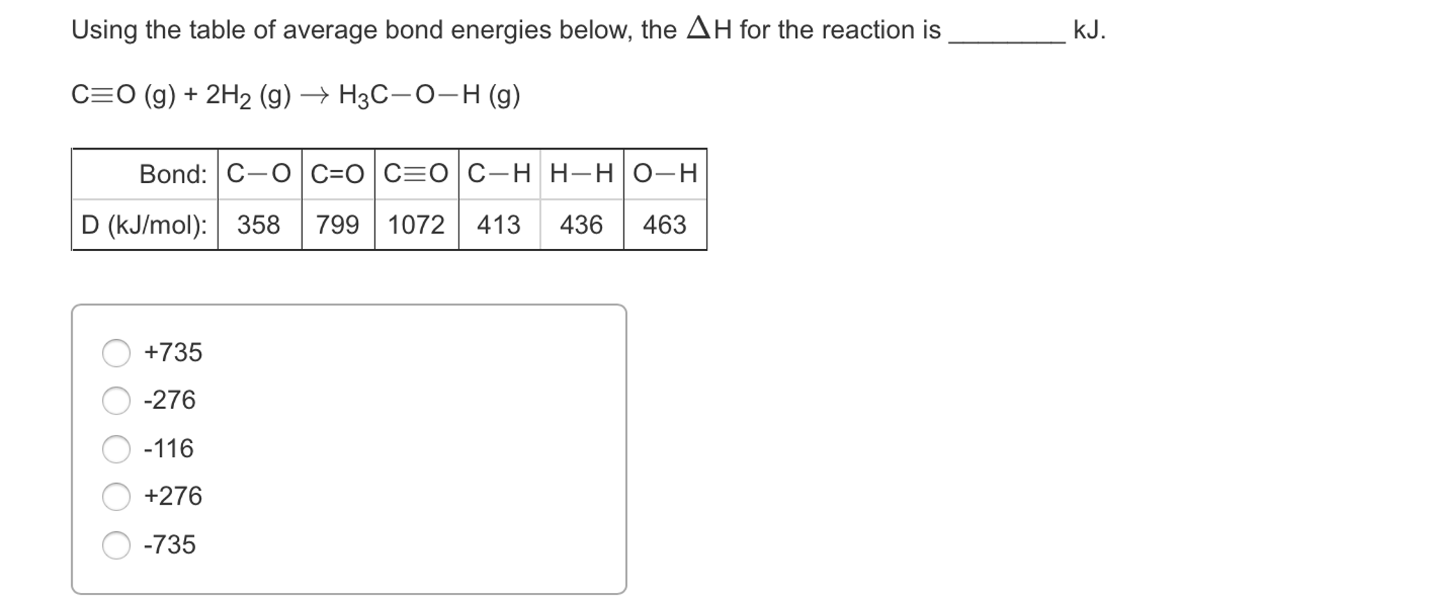 Solved Using The Table Of Average Bond Energies Below The