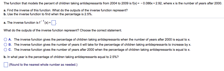 Solved The function that models the percent of children | Chegg.com