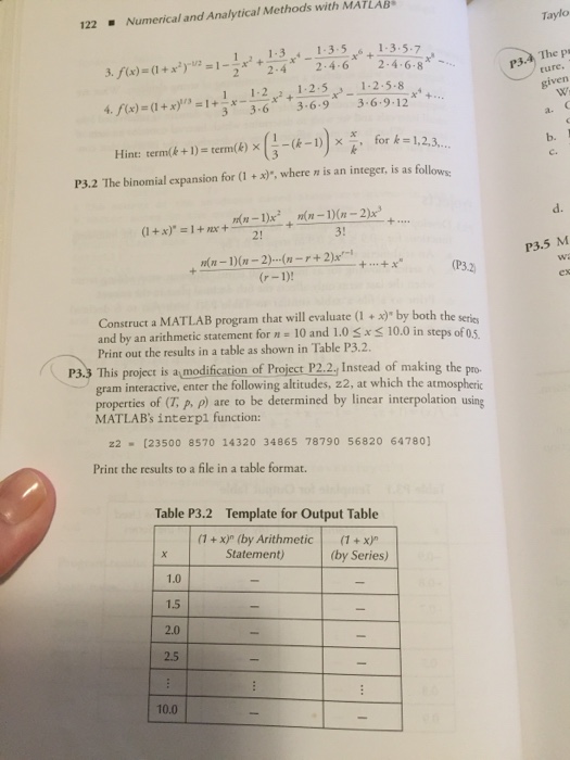 Solved Projects P3,1 Develop a computer program in MATLAB | Chegg.com