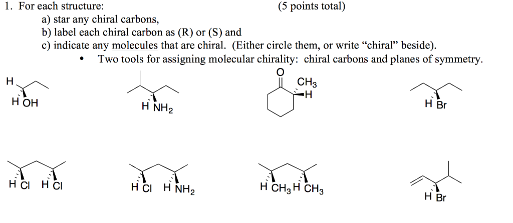 Solved 5 points total) 1. For each structure: a) star any | Chegg.com