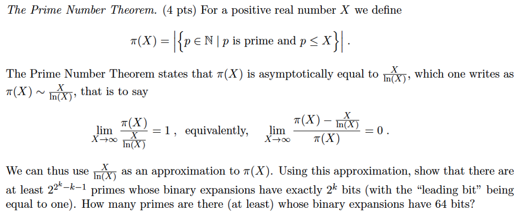 Solved The Prime Number Theorem. For a positive real number | Chegg.com