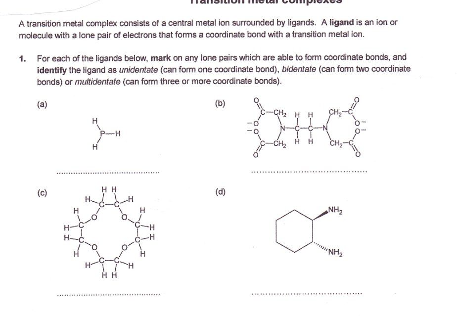Solved A transition metal complex consists of a central