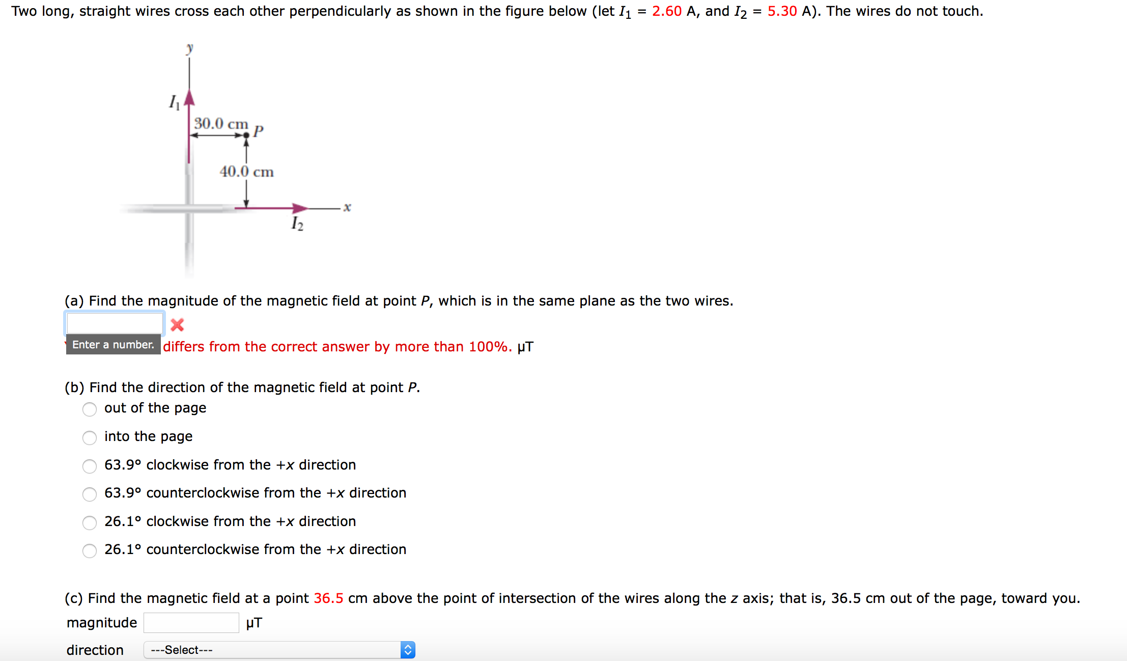 Solved Two long, straight wires cross each other