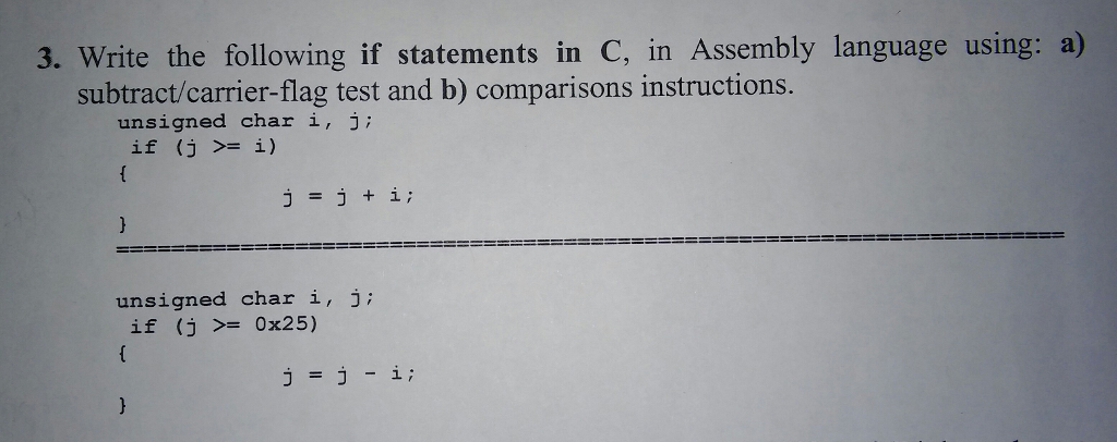Solved Write the following if statements in C, in Assembly | Chegg.com