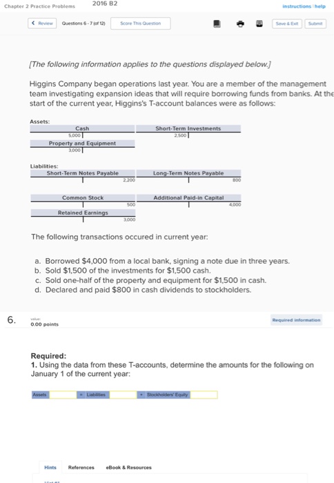 Solved 2016 B2 Chapter 2 Practice Problems 6-7 of 120 Score | Chegg.com