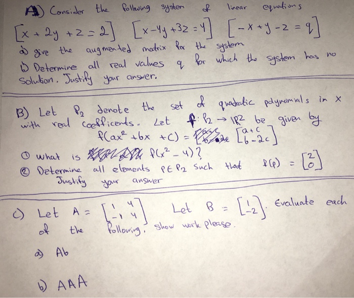 Solved Consider the following system of linear equations [x | Chegg.com