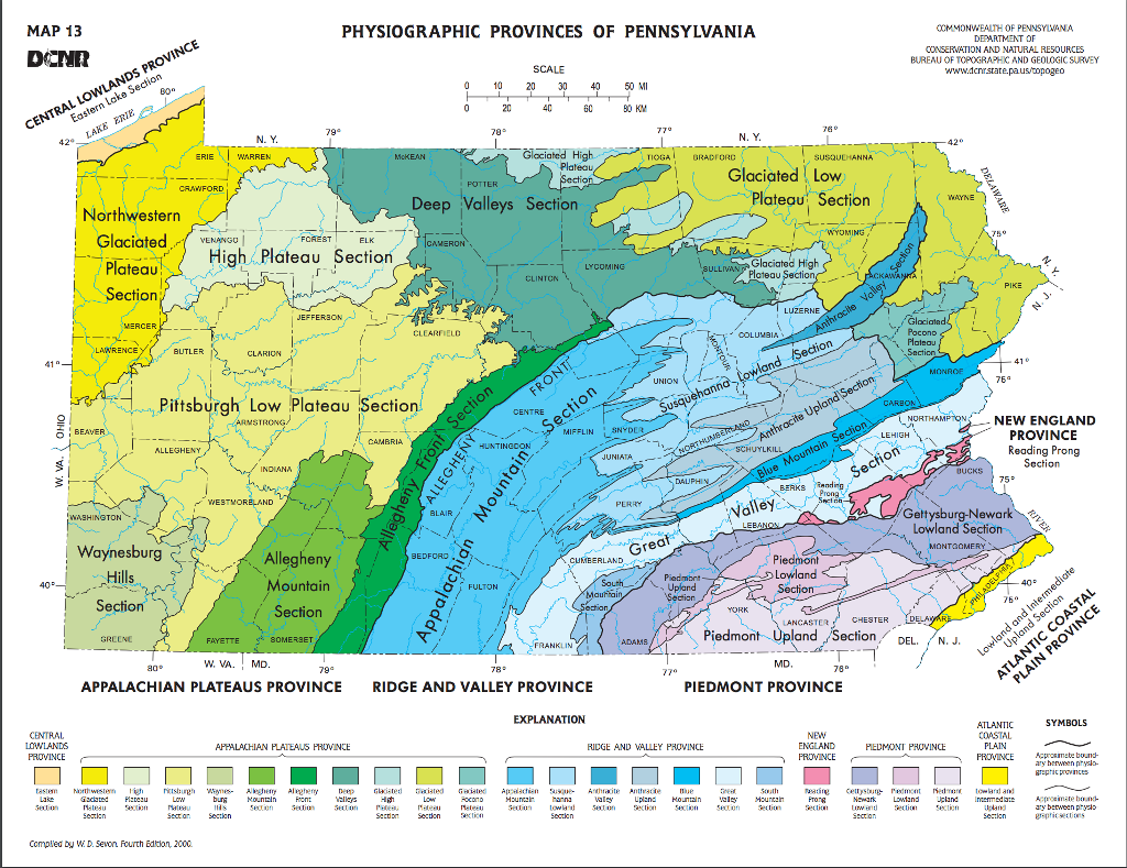 Solved Use the DCNR Map 13 “Physiographic Provinces of PA” | Chegg.com