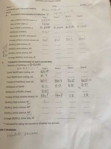 Solved 1) calculate the concentration of H2SO4 for the | Chegg.com