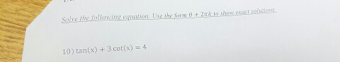 Solved Solve the following equation. Using the form (theta + | Chegg.com