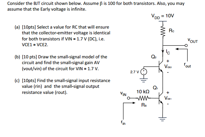 Solved Consider The BJT Circuit Shown Below. Assume Beta Is | Chegg.com