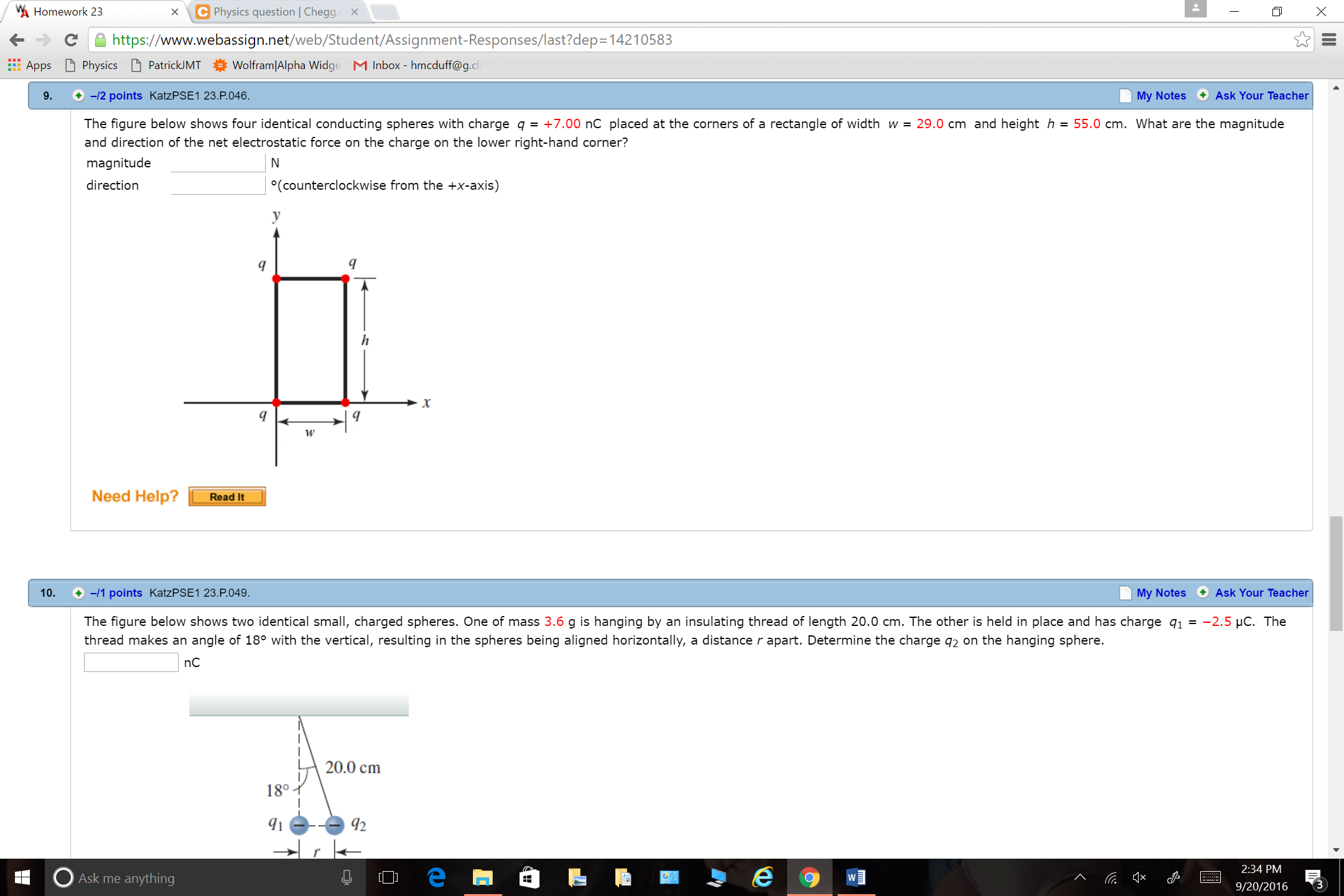 Solved: WA Homework 23 C Physics Question Chegg. X C Https... | Chegg.com