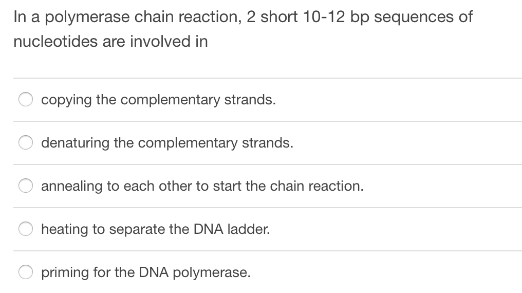 Solved: In A Polymerase Chain Reaction, 2 Short 10-12 Bp S... | Chegg.com