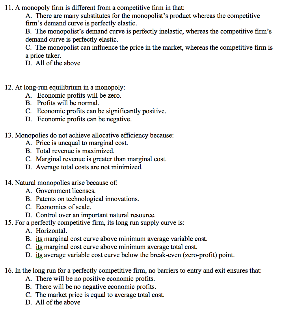 Solved A monopoly firm is different from a competitive firm
