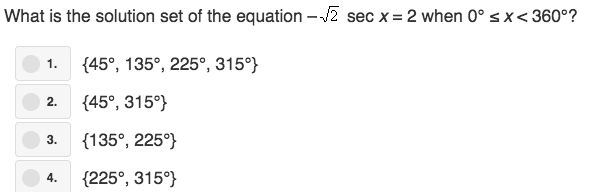 Solved What is the solution set of the equation-J2 sec x:-2 | Chegg.com