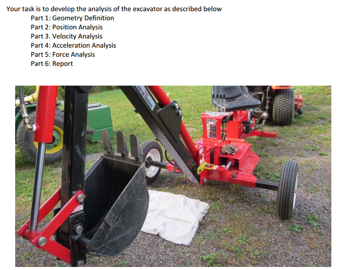 Solved Your task is to develop the analysis of the excavator | Chegg.com