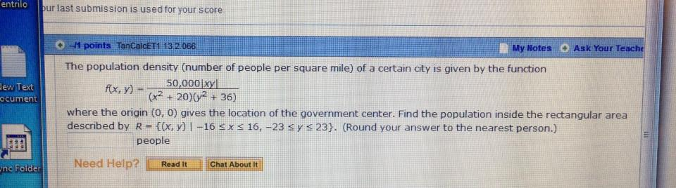 Solved The population density (number of people per square | Chegg.com