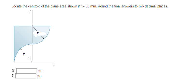 Solved Locate the centroid of the plane area shown if r= 50 | Chegg.com