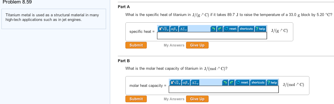 Solved Titanium Metal Is Used As A Structural Material In 