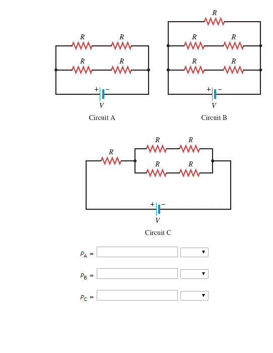 Solved Each resistor in the three circuits in the drawing