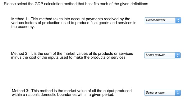which of the following is not a gdp calculation method