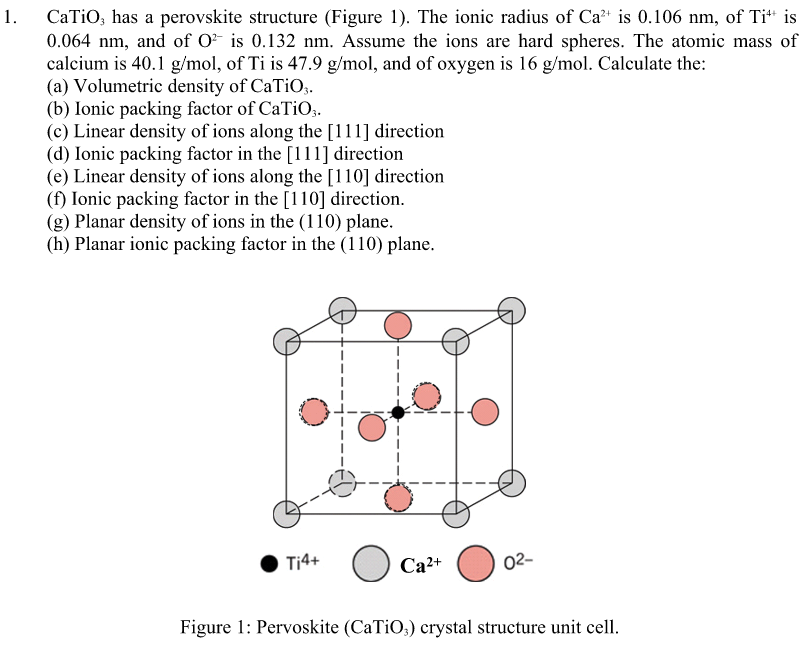 Solved 1 CaTiO, has a perovskite structure (Figure 1). The | Chegg.com