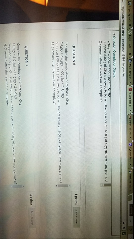 Solved suppose 8.00 g of ch4 is allowed to burn in the