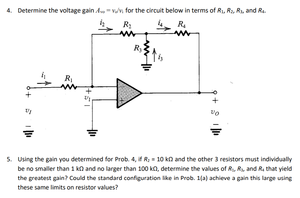 Solved 4. Determine the voltage gain Avofor the circuit | Chegg.com
