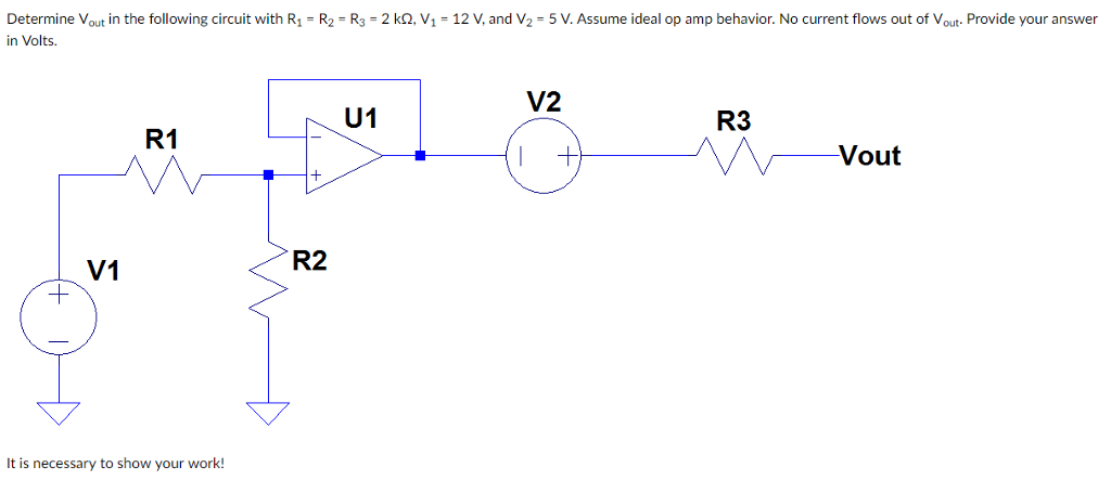 Solved Determine Vout in the following circuit with R1 - R2 | Chegg.com