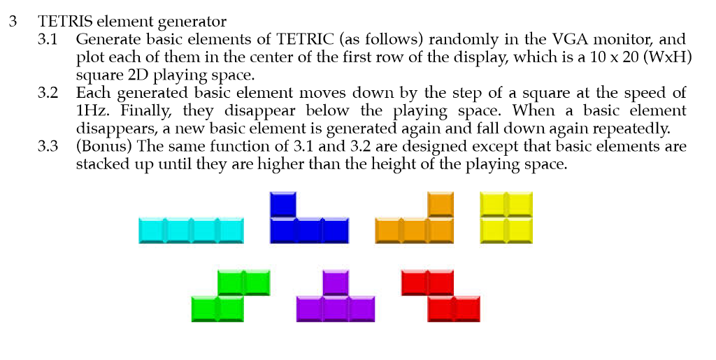 3 TETRIS element generator 3.1 Generate basic | Chegg.com
