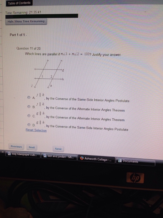 Solved Which lines are parallel if m 1 + m 2 = 180?