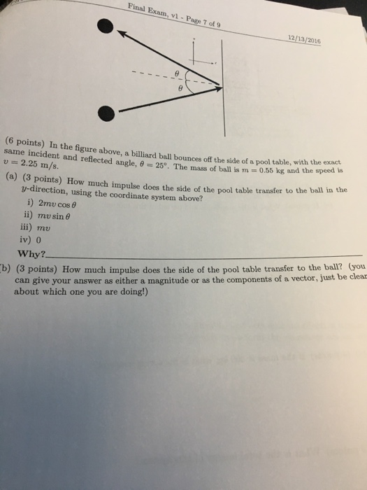 Solved In the figure above, a billiard bounces off the