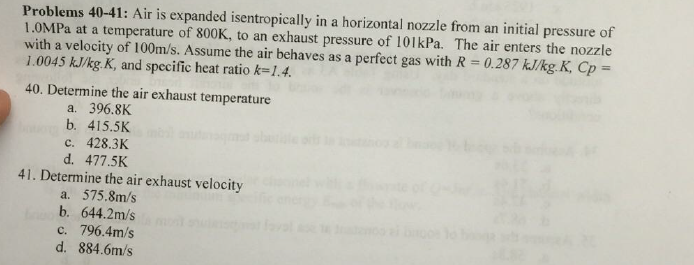 Solved Problems 40-41: Air is expanded isentropically in a | Chegg.com