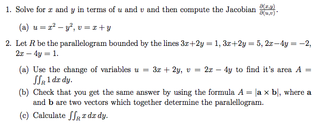 Solved Solve for x and y in terms of u and v and then | Chegg.com