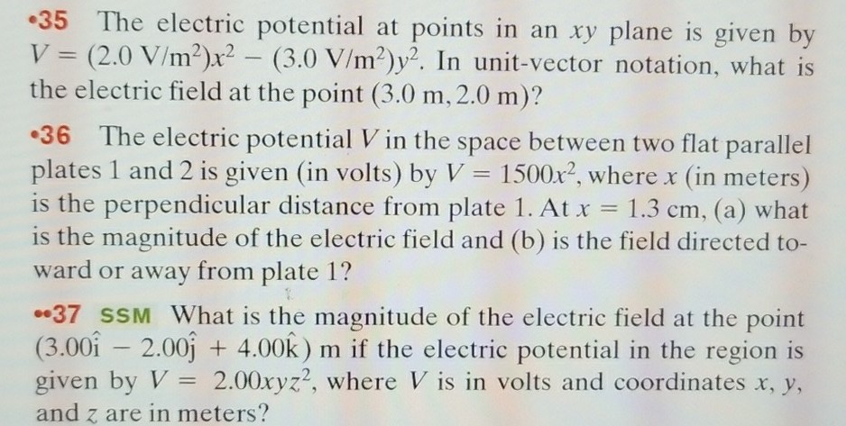 Solved The electric potential at points in an xy plane is | Chegg.com
