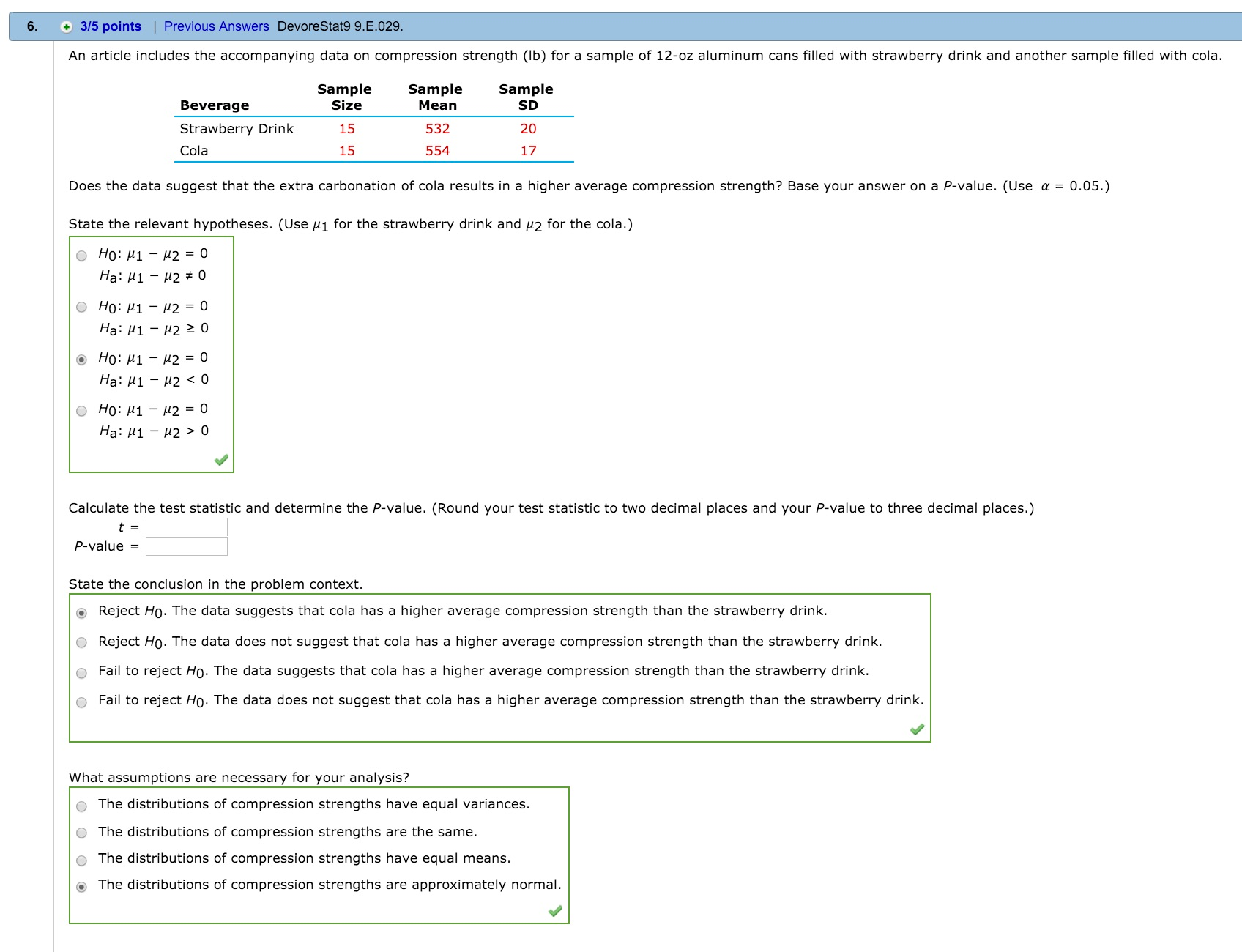 Solved An article includes the accompanying data on | Chegg.com