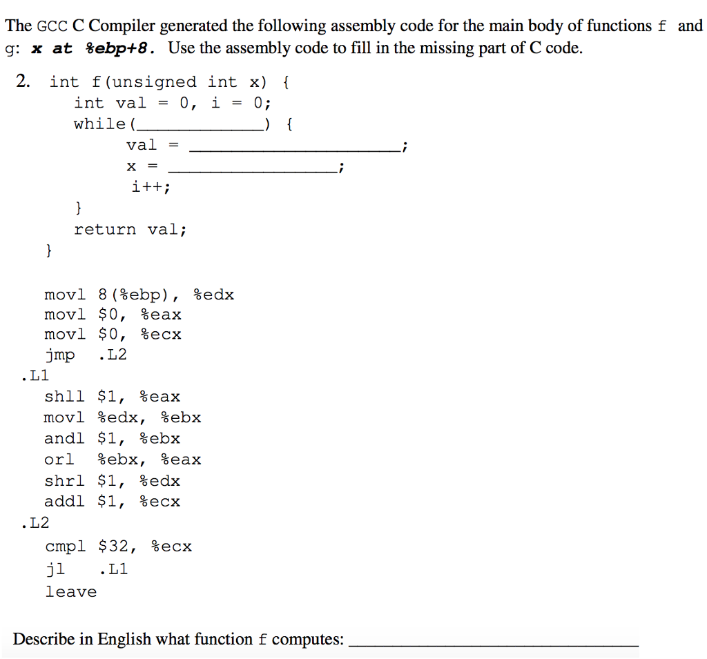 solved-the-gcc-c-compiler-generated-the-following-assembly-chegg