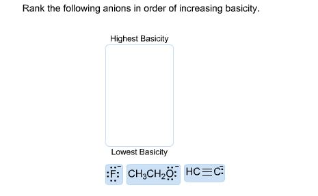 Solved Rank the following anions in order of increasing | Chegg.com